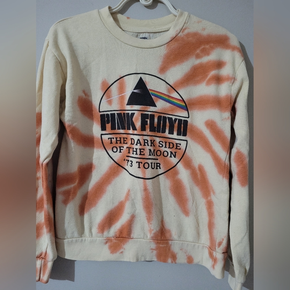 Girls Pink Floyd Tye-Dye Crop BAND  Sweatshirt